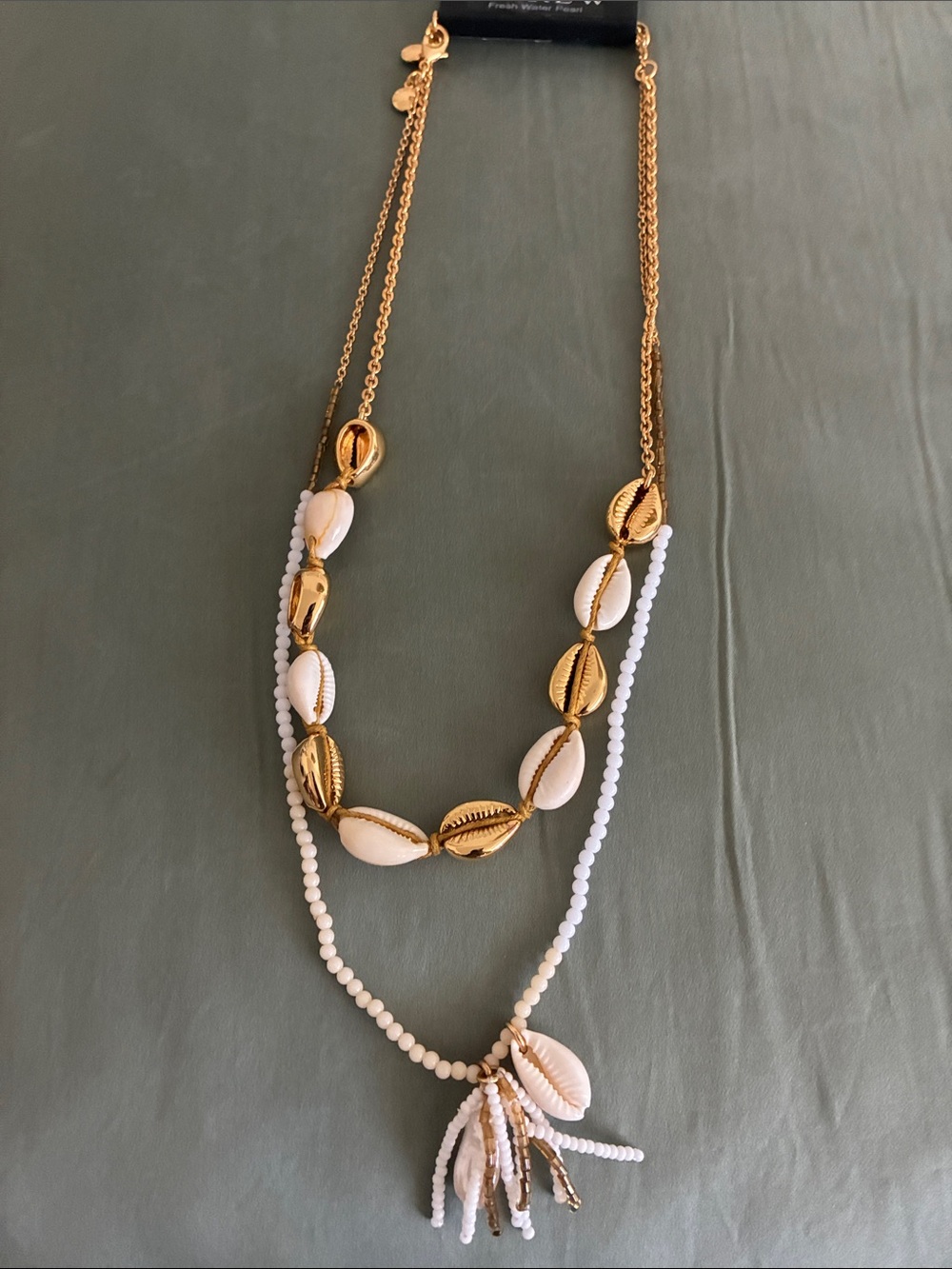 J.Crew pearl, shell, and gold tone beads Necklace Set